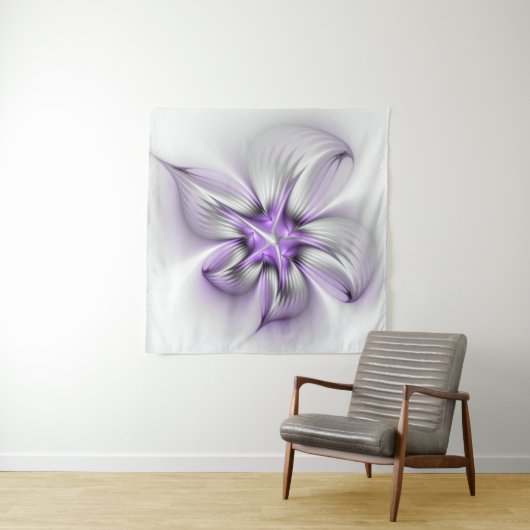 Floral Elegance Modern Abstract Violet Fractal Art Wandkleed (In situ)