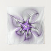 Floral Elegance Modern Abstract Violet Fractal Art Wandkleed (Voorkant)