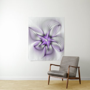 Floral Elegance Modern Abstract Violet Fractal Art Wandkleed