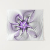 Floral Elegance Modern Abstract Violet Fractal Art Wandkleed (Voorkant (horizontaal))