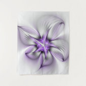 Floral Elegance Modern Abstract Violet Fractal Art Wandkleed (Voorkant)
