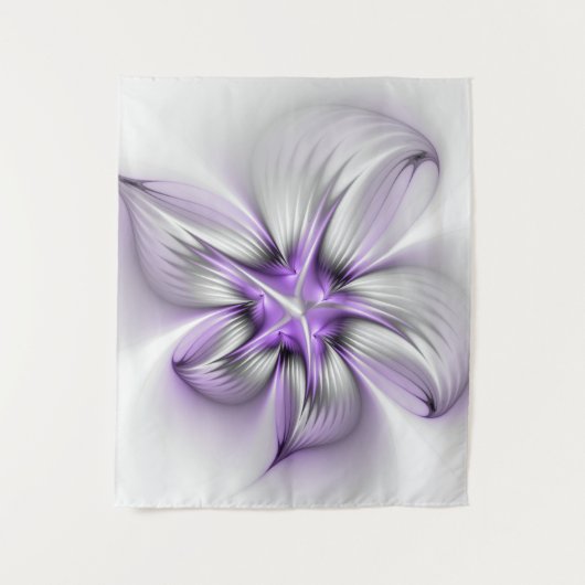 Floral Elegance Modern Abstract Violet Fractal Art Wandkleed (Voorkant)