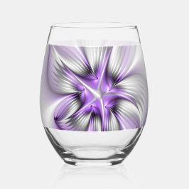 Floral Elegance Modern Abstract Violet Fractal Art Wijnglas Zonder Voet