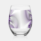Floral Elegance Modern Abstract Violet Fractal Art Wijnglas Zonder Voet (Rechts)