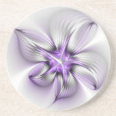 Floral Elegance Modern Abstract Violet Fractal Art Zandsteen Onderzetter (Voorkant)