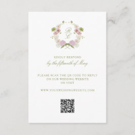 Floral Elegance Monogram Crest Wedding Informatiekaartje