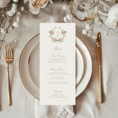 Floral Elegance Monogram Crest Wedding Menu