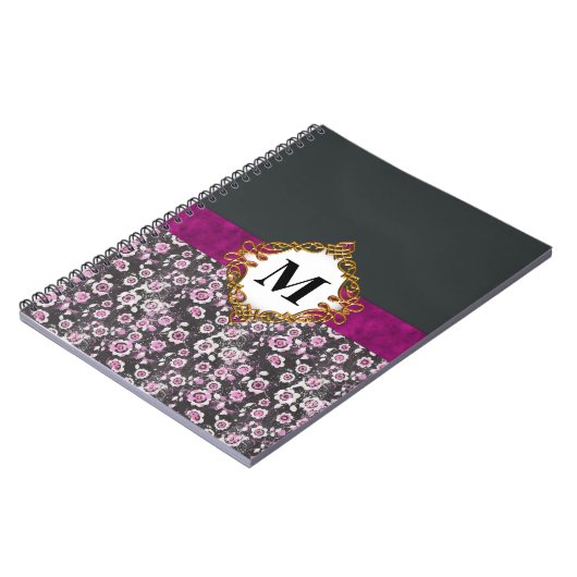 Floral Elegance Monogrammed Journal:  roze Notitieboek (Linkerzijde)