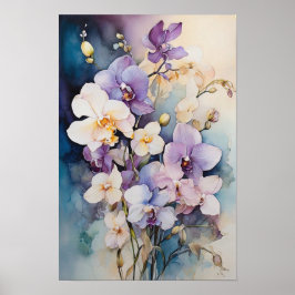 Floral Elegance - Orchidee Flowers Waterverf Art Poster