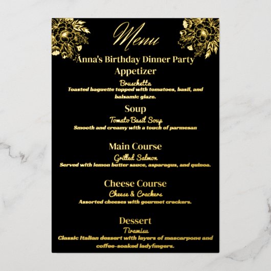 Floral Elegance Party Menu (Voorkant)