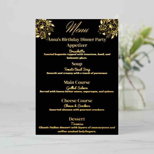 Floral Elegance Party Menu (Staand Voorkant)