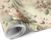 Floral Elegance Pattern - Classic Roos Des Cadeaupapier (Rol Hoek)