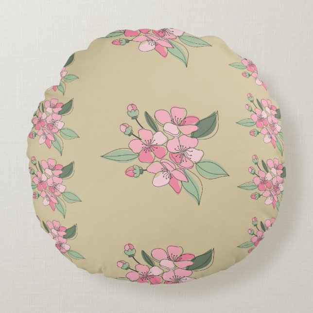 Floral Elegance Pattern Rond Kussen (Voorkant)