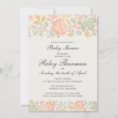 Floral Elegance Peach Blush Sage Baby shower Kaart (Voorkant)