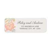 Floral Elegance Peach Blush Sage Classic Address Etiket (Voorkant)
