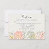 Floral Elegance Peach Blush Sage Classic Response RSVP Kaartje (Voorkant)