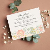 Floral Elegance Peach Blush Sage Classic Wedding Informatiekaartje
