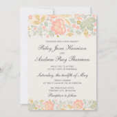 Floral Elegance Peach Blush Sage Classic Wedding Kaart (Voorkant)