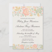 Floral Elegance Peach Blush Sage Classic Wedding Kaart (Voorkant)