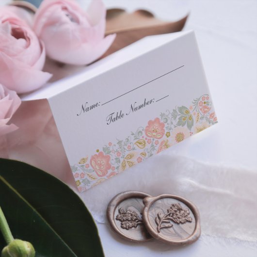 Floral Elegance Peach Sage Blush Classic Wedding Plaatskaartje