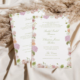 Floral Elegance Pink Green All in one Wedding Kaart