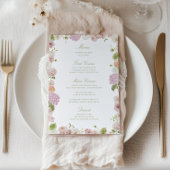 Floral Elegance Pink Green Frame Wedding Menu