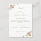 Floral Elegance Pink Green Wedding Informatiekaartje (Voorkant)