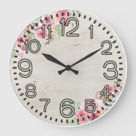 Floral Elegance Round Acrylic Wall Clock Grote Klok (Voorkant)