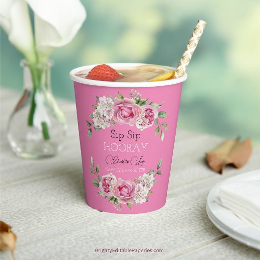 Floral Elegance Sip Trouwpapier Cup Papieren Bekers
