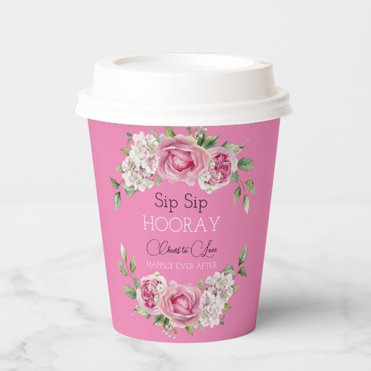 Floral Elegance Sip Trouwpapier Cup Papieren Bekers (Voorkant)