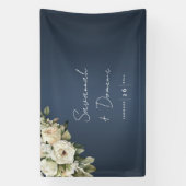 Floral Elegance Stoffig Blauw Bruiloft Spandoek (Verticaal)
