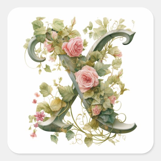 Floral Elegance Vierkante Sticker (Voorkant)