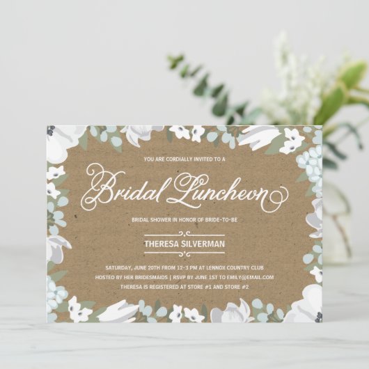 Floral Elegance | Vrijgezellenfeest Luncheon Kaart (Staand voorkant)