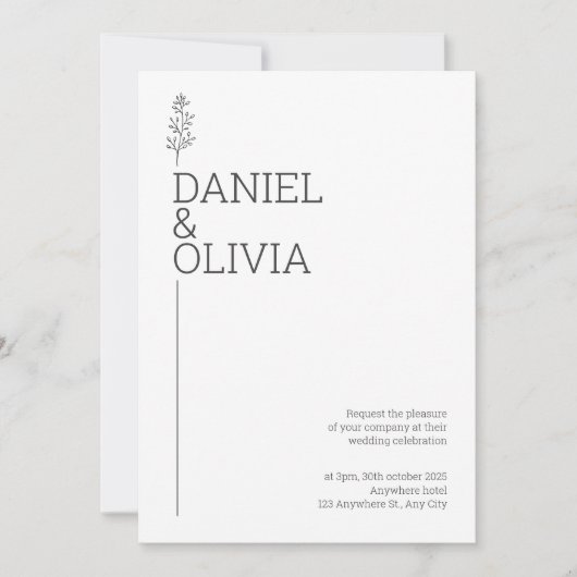 Floral Elegance: Witte en zwarte minimalistische b Kaart (Voorkant)