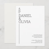 Floral Elegance: Witte en zwarte minimalistische b Kaart (Voorkant / Achterkant)