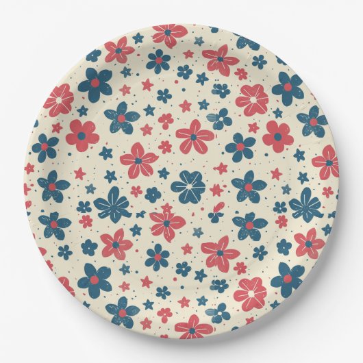 Floral Elegant 4th July Papier Bord (Voorkant)