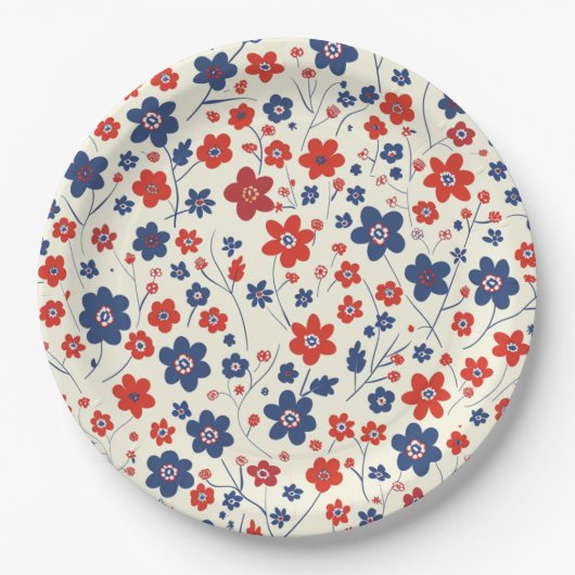Floral Elegant 4th July Papier Bord (Voorkant)