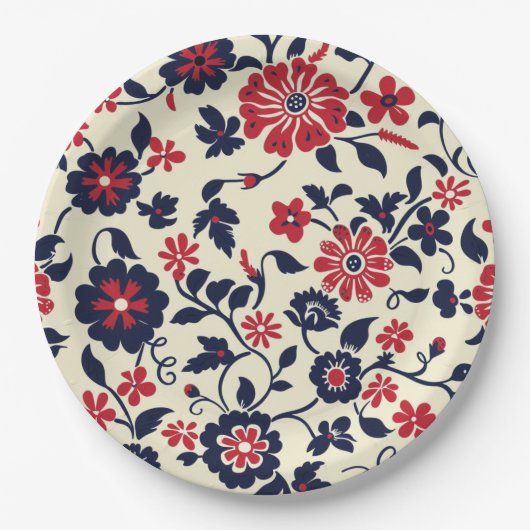Floral Elegant 4th July Papier Bord (Voorkant)