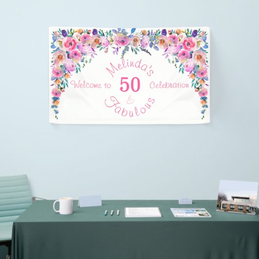 Floral Elegant 50 en Fabulous Birthday Spandoek (Beurs)