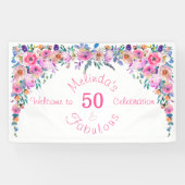 Floral Elegant 50 en Fabulous Birthday Spandoek (Horizontaal)