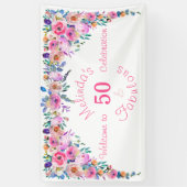 Floral Elegant 50 en Fabulous Birthday Spandoek (Verticaal)