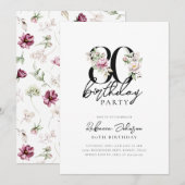 Floral Elegant 80ste verjaardag Kaart (Voorkant / Achterkant)