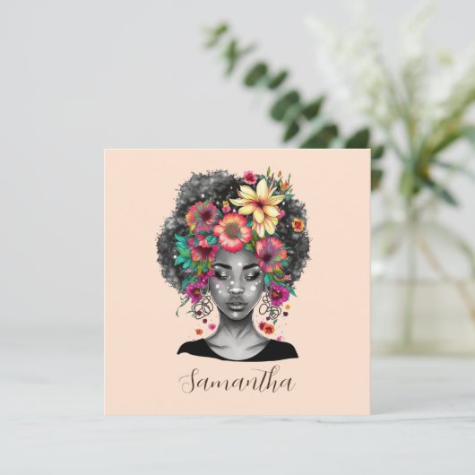 Floral Elegant Afro Woman (Staand voorkant)