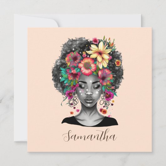 Floral Elegant Afro Woman (Voorkant)