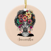 Floral Elegant Afro Woman Keramisch Ornament (Voorkant)