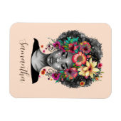 Floral Elegant Afro Woman Magneet (Horizontaal)