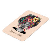 Floral Elegant Afro Woman Magneet (Linkerzijde)