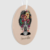 Floral Elegant Afro Woman Ornament (voorkant)