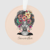 Floral Elegant Afro Woman Ornament (voorkant)