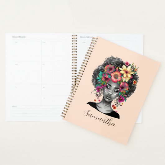 Floral Elegant Afro Woman Planner (Display)